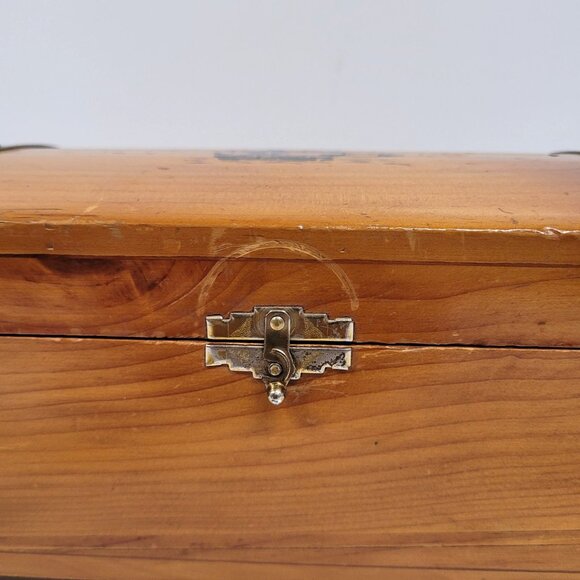 Jewelry Box Treasure Chest Wood Sail Boat Ship Cedar Metal Bands Swivel Lock - Picture 3 of 11